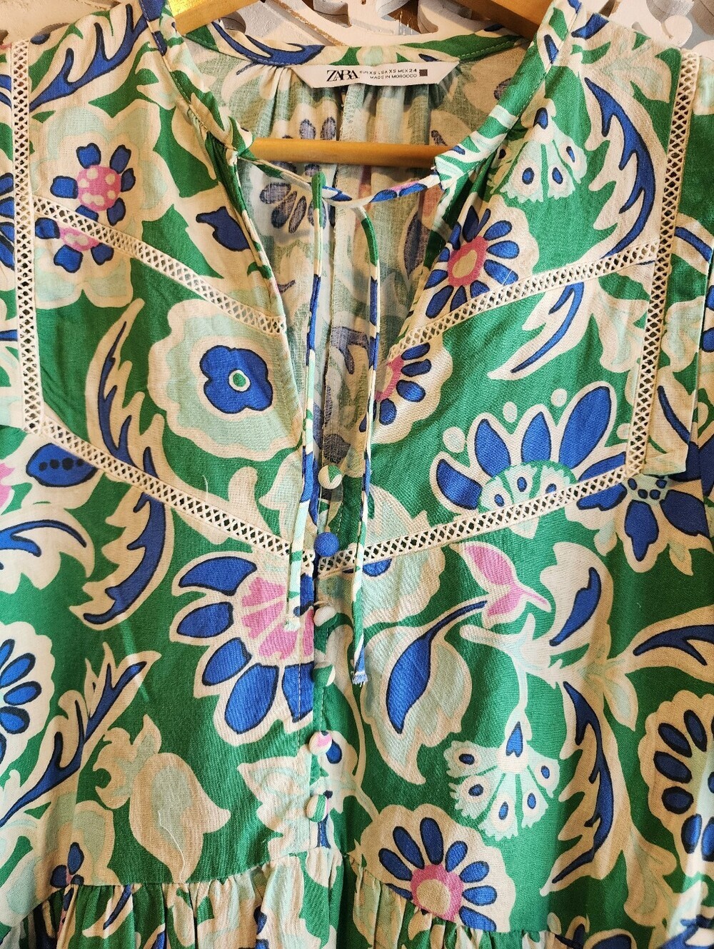 ZARA FLORAL LONG SLEEVE MINI DRESS SIZE XS - Picture 8 of 14